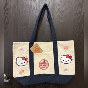 Hello Kitty Canvas Tote Bag - Cream and Navy Blue Trader Joe’s